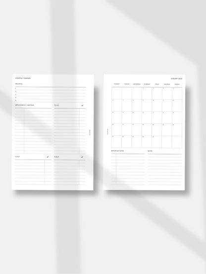 2025 Monthly Planner Inserts - MO1P