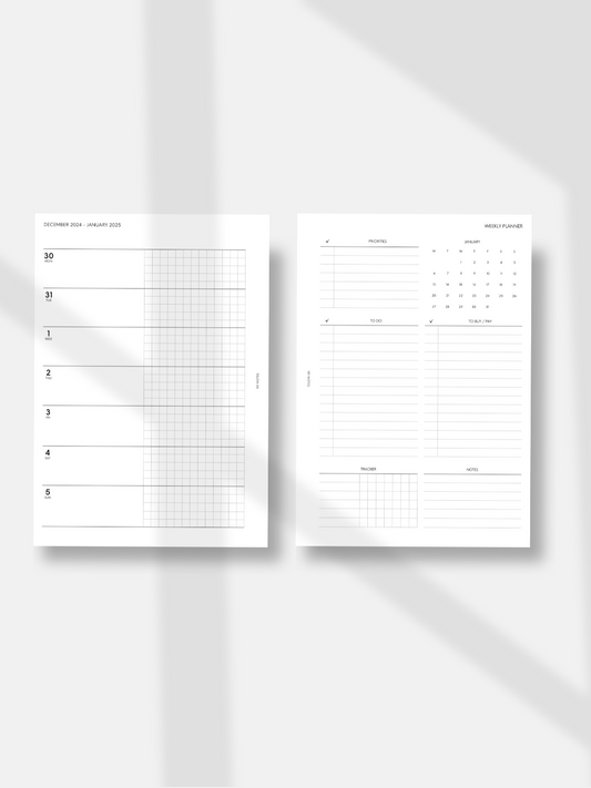 2025 Dated Weekly Planner Inserts - Horizontal