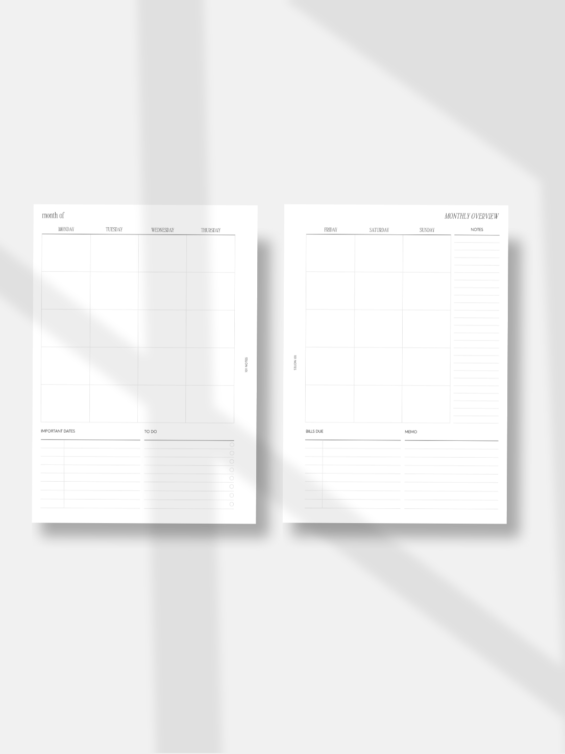 Undated Monthly Planner inserts - MO2P-003