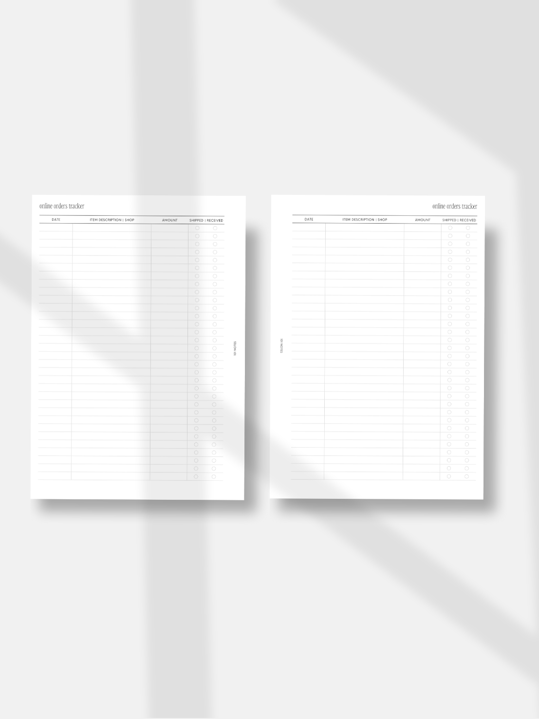 Orders Tracker Planner Inserts